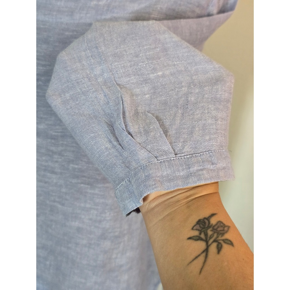 Martha Stewart 100% Linen Light Blue Top Size Medium coastal fisherman beach - Picture 3 of 9
